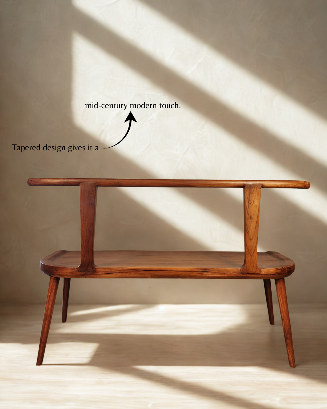 Mid-Century Modern Wooden Bench