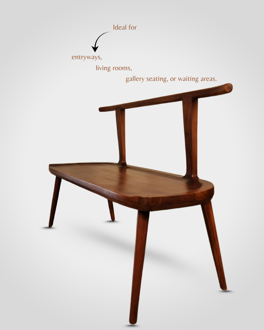 Mid-Century Modern Wooden Bench