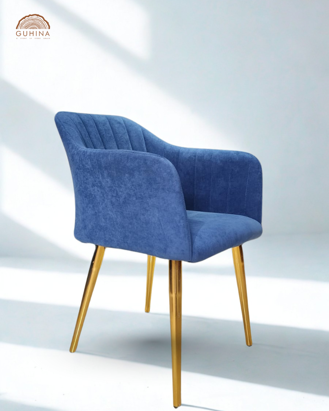 Blue Velvet Upholstered Dining Chair
