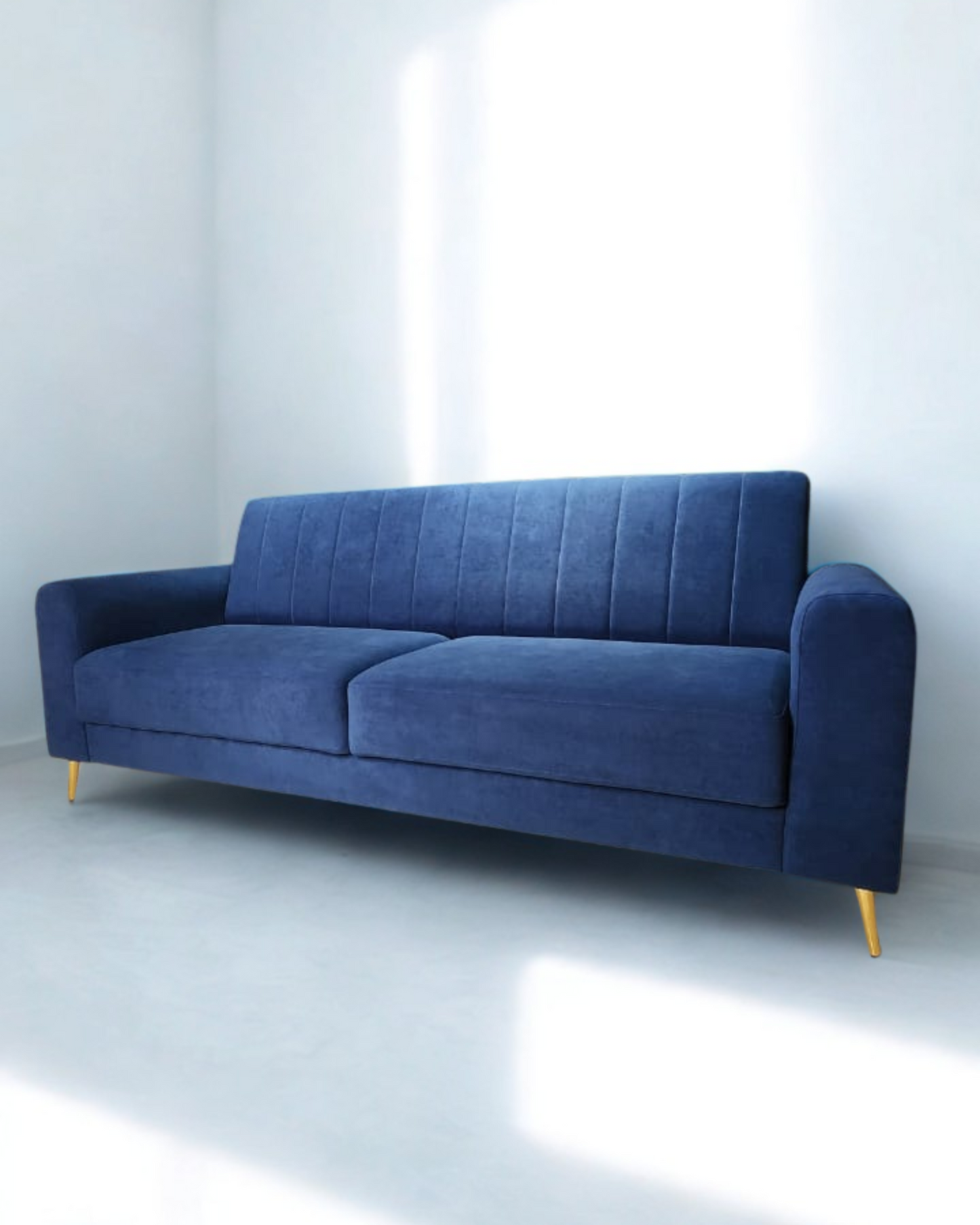 Modern 3-Seater Blue Sofa
