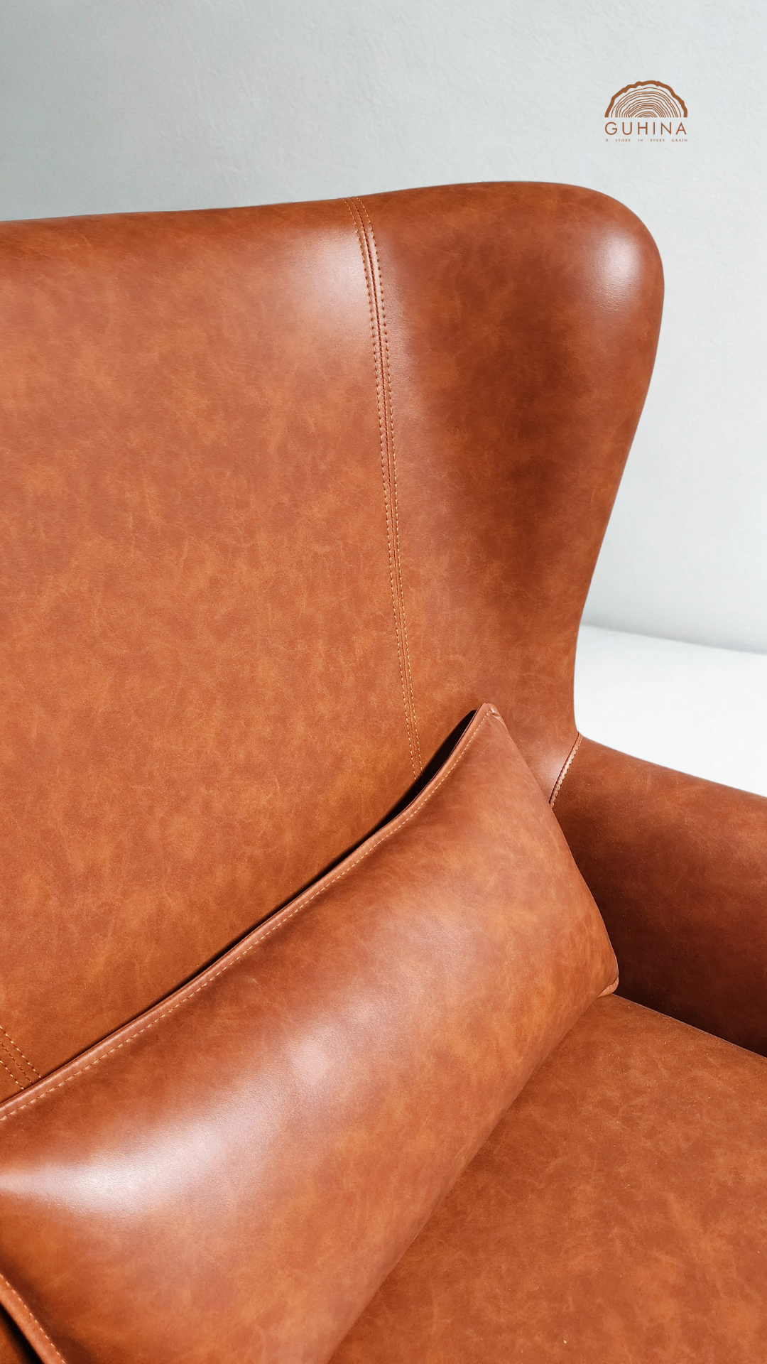 Premium Leather Lounge Chair with Wooden Legs