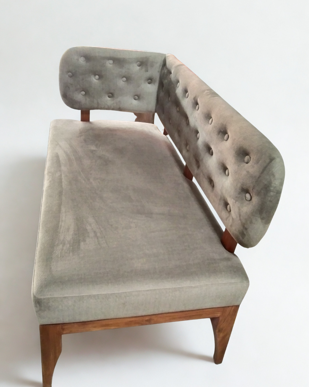 Upholstered Corner Bench with Tufted Backrest