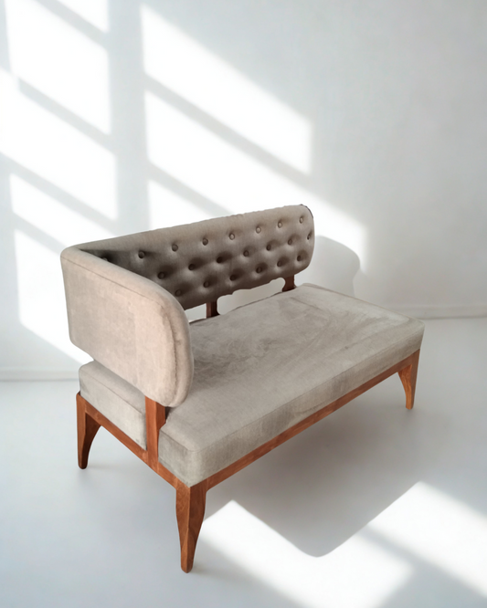 Upholstered Corner Bench with Tufted Backrest