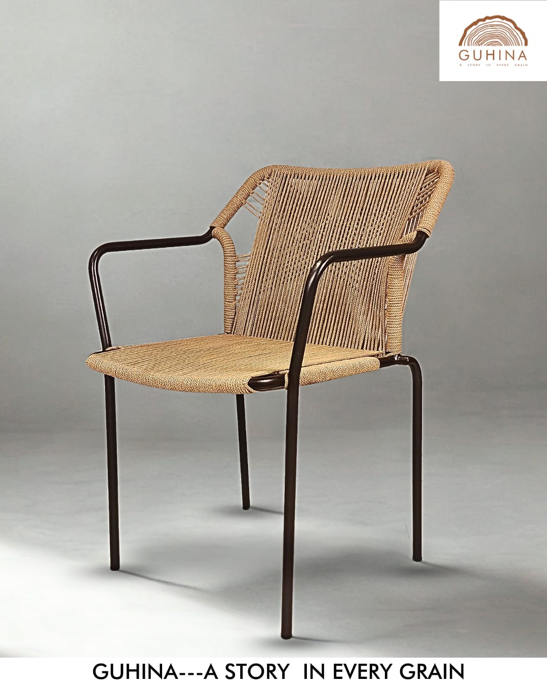 Handcrafted Rope Chair with Metal Frame