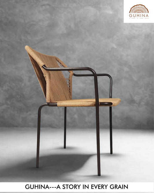 Handcrafted Rope Chair with Metal Frame