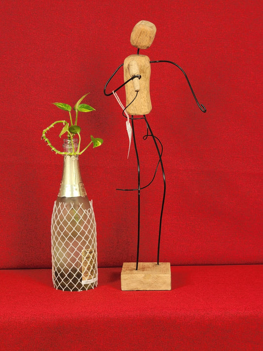 Handcrafted Wooden &amp; Metal Human Figurine