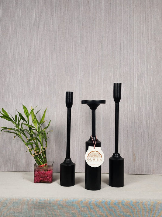 Minimalist Black Metal Candle Holder Set