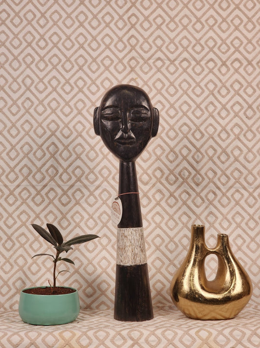 Handcrafted Wooden Tribal Face Sculpture