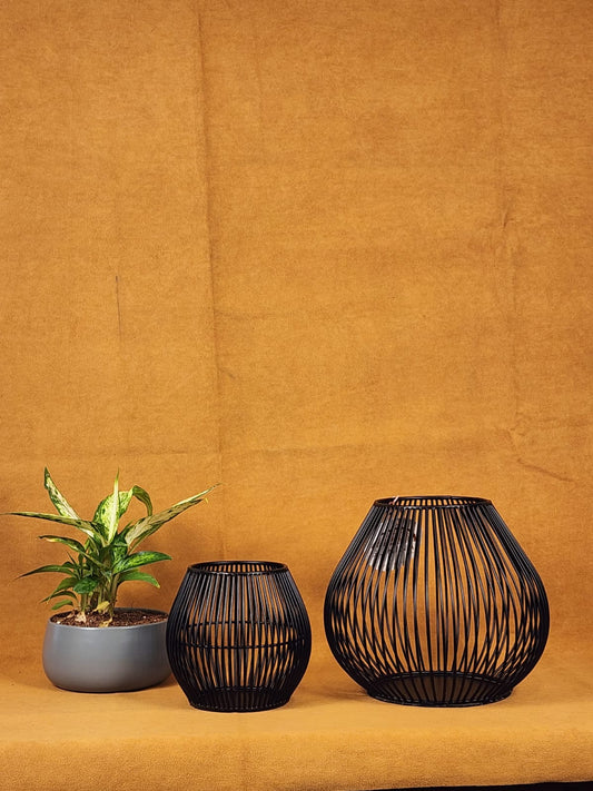 Black Metal Wire Lantern Set