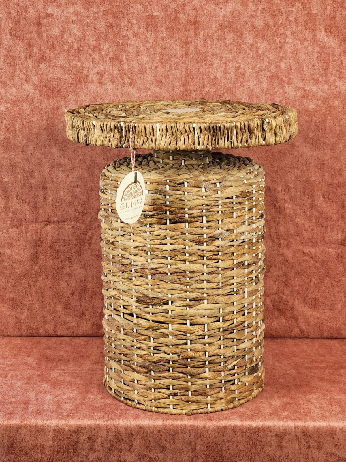 Handwoven Natural Cane &amp; Seagrass Stool