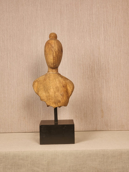 Handcrafted Wooden Bust Sculpture –