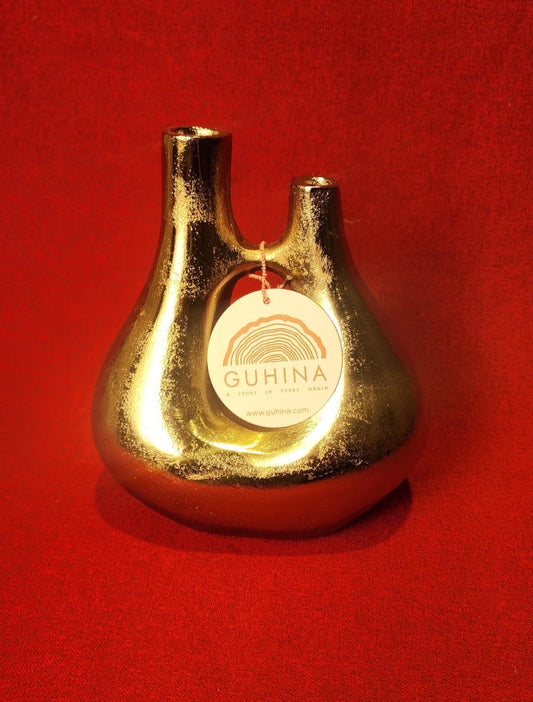 Golden Metallic Dual-Neck Vase