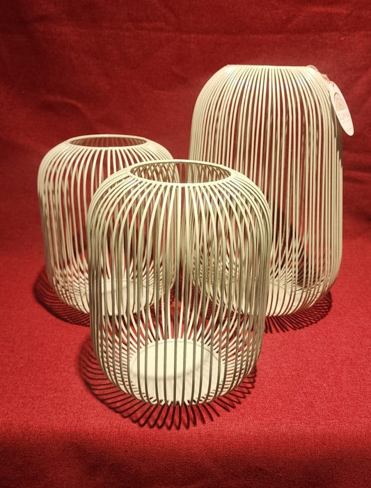White Wire-Frame Lantern Set (3 Pieces)
