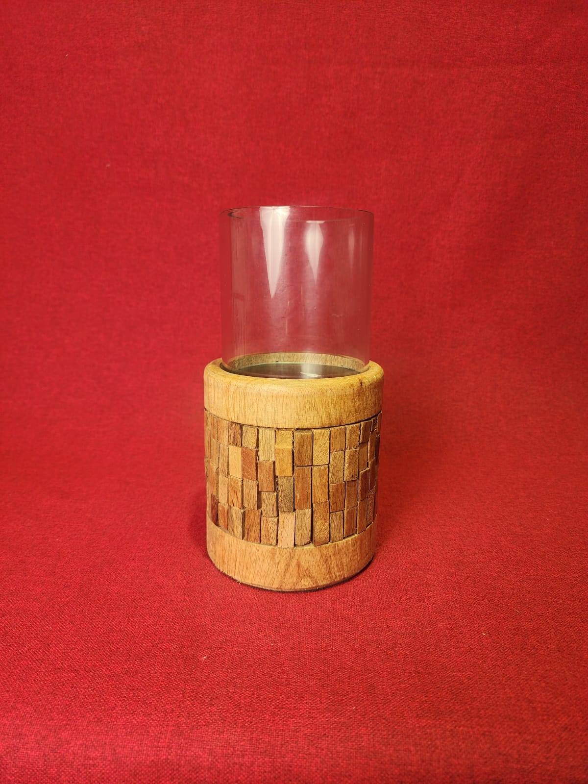 Wood &amp; Glass Candle Holder