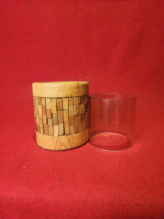 Wood &amp; Glass Candle Holder