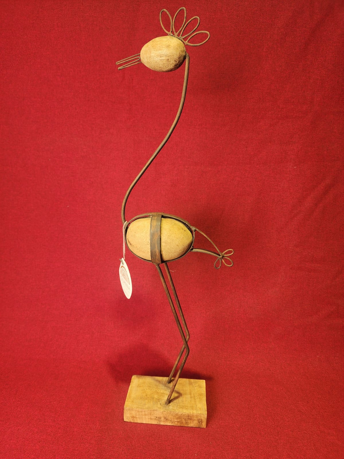 Handcrafted Wooden &amp; Metal Bird Sculpture