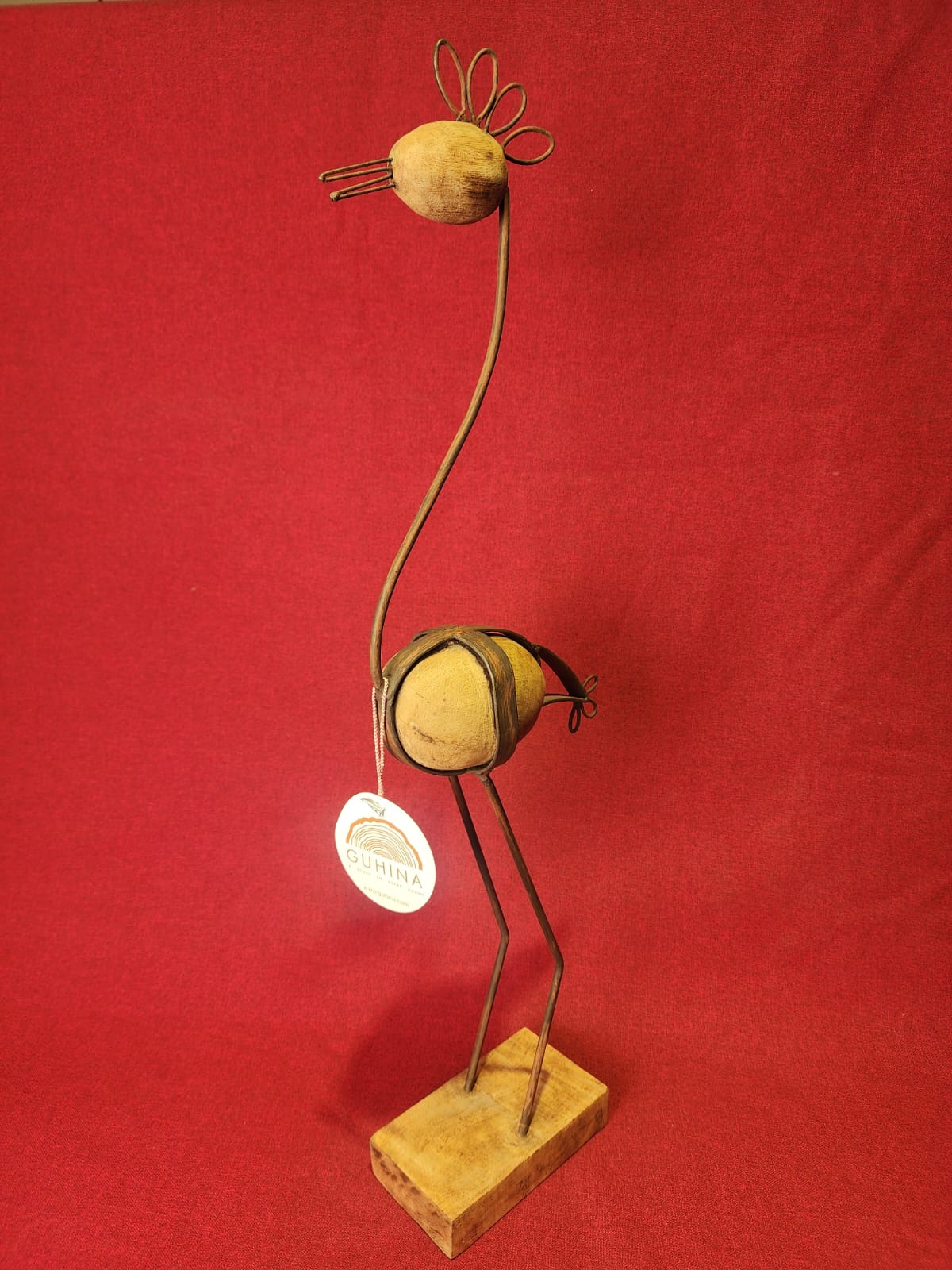 Handcrafted Wooden &amp; Metal Bird Sculpture