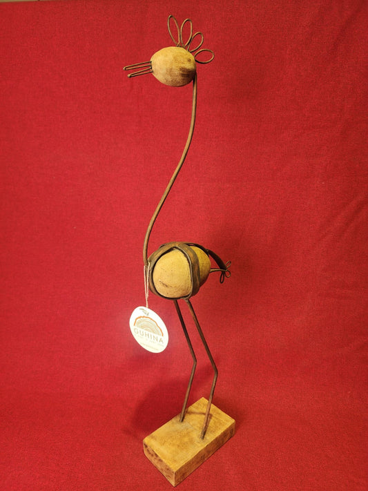 Handcrafted Wooden &amp; Metal Bird Sculpture