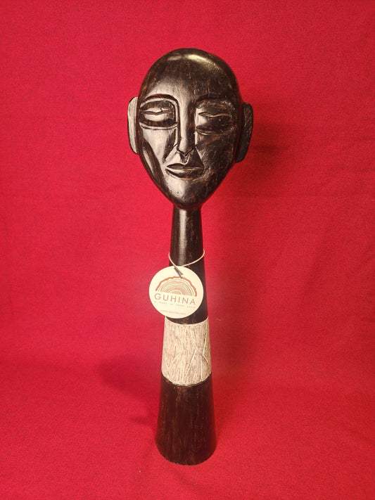 Hand-Carved Wooden Tribal Face Figurine