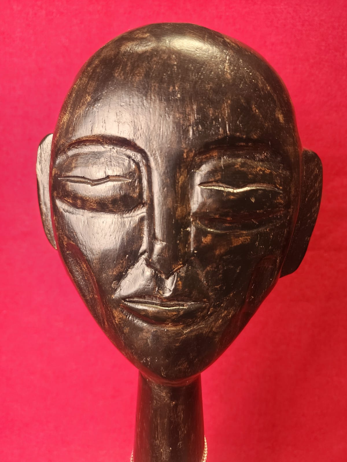 Hand-Carved Wooden Tribal Face Figurine