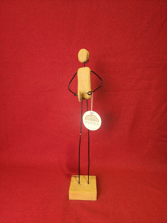 Minimalist Wooden & Iron Figurine