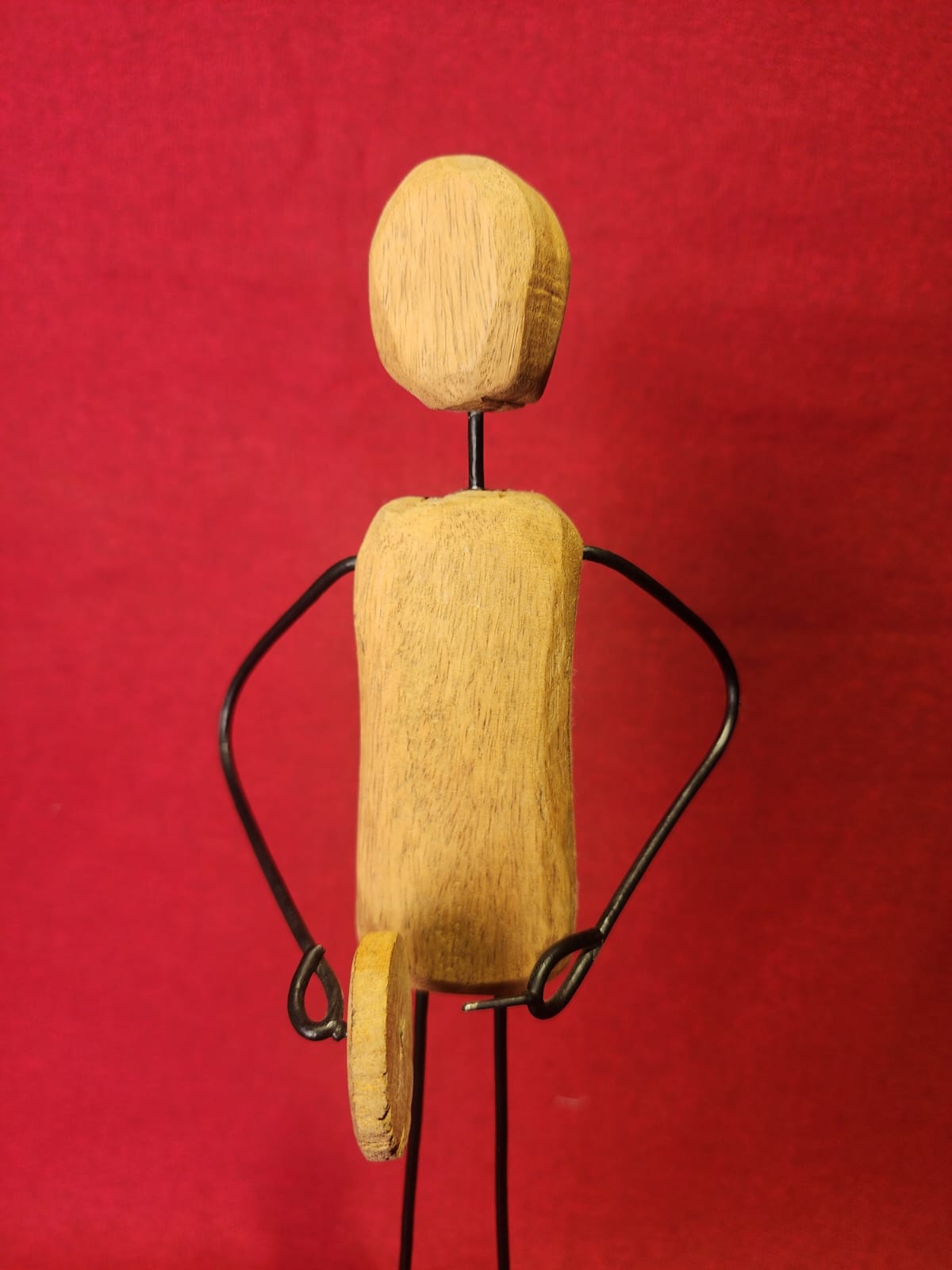 Minimalist Wooden & Iron Figurine