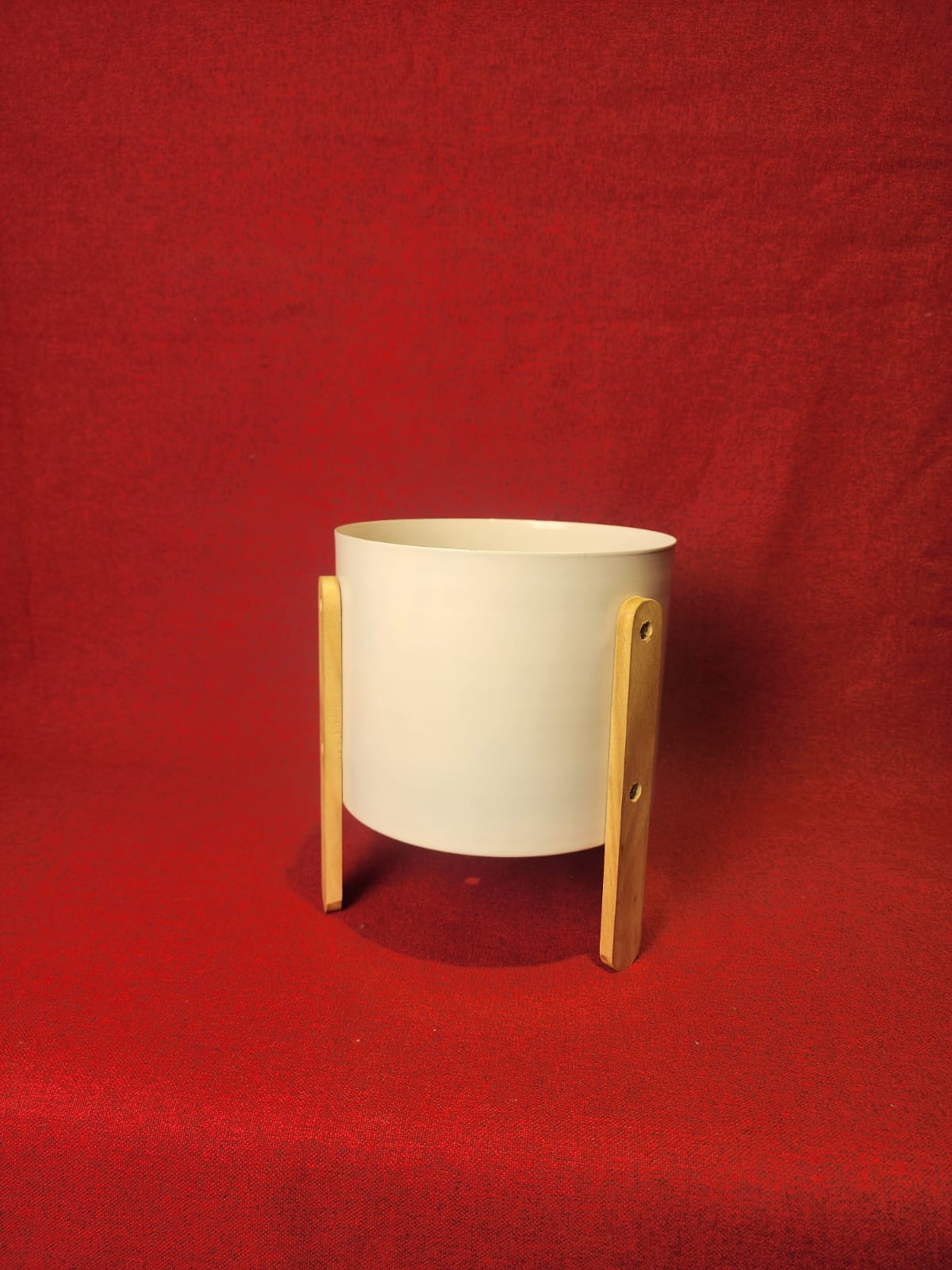 Minimalist Ceramic Planters with Wooden Stand