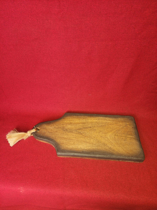 Rustic Wooden Serving Board with Dark Edged Finish &amp; Rope Handle