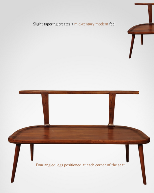 Mid-Century Modern Wooden Bench