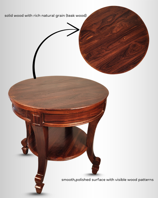Teak Wood Round Side Table